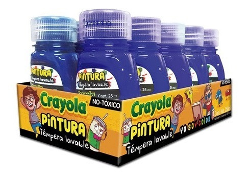 Pintura Crayola Tempera Lavable Azul 25ml 10pzas