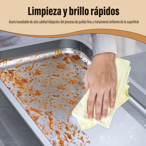 Chafer Bufetera Plegable De Acero Inoxidable 3 Espacios