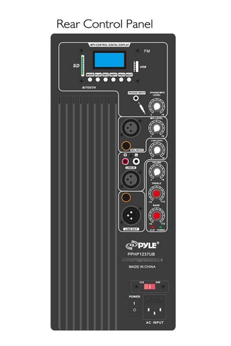 Pyle Pphp1237ub Powered Sistema Bluetooth Altavoz Pa Activa
