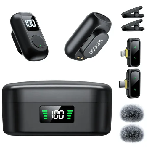 Microfone de Lapela Sem Fio Occiam QY88 para Celular com Redução de Ruído IA Occ