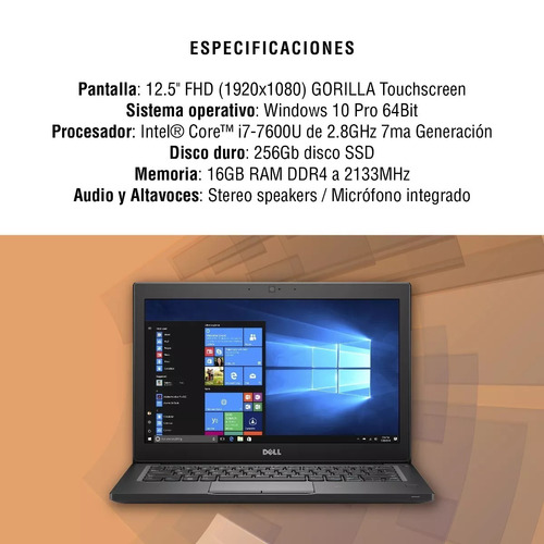 Notebook Dell Latitude E7280  I7 16gb 256ssd 12.5 C/detalles