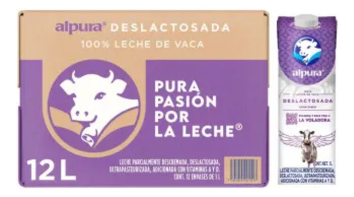 Leche Deslactosada Alpura 12 Pzas De 1 L C/u