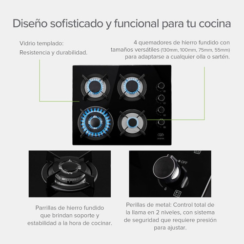 Parrilla Gas Lp Natural 4 Quemadores Avera Negro