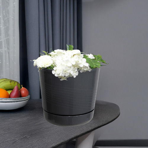 Set 3 Pz Maceta 22 Cm Edenika Con Plato Interior Exterior