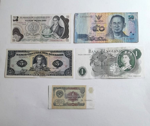 Billetes Antiguos Lote De 30 Pc 15 Extranjeros 15 Argentinos (Usado)