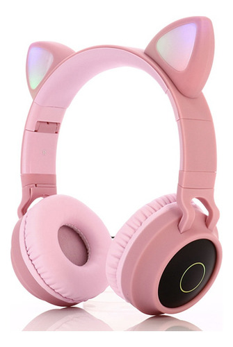 Audifonos Led Orejas De Gato Bluetooth Colores Color Rosa