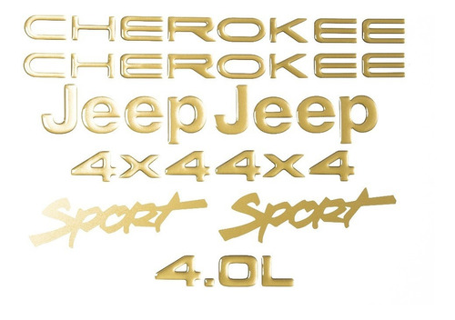 Kit Adesivo Dourado Resinado Jeep Cherokee Sport Ch44dr4 Fgc