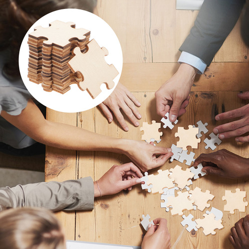 100pcs Blank Puzzle Pieces Unfinished Wood Puzzle Color Your