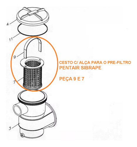 Cesto Da Bomba Pré-filtro Bpf Sibrape Pentair Kit 2 Peças