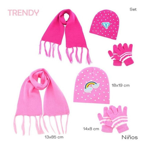 Set Nena Gorro Lana + Bufanda + Guantes Lana Trendy 13921