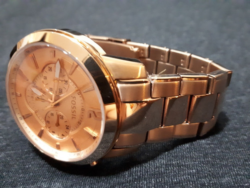 Relógio Unissex Original Fossil Dourado Cobreado