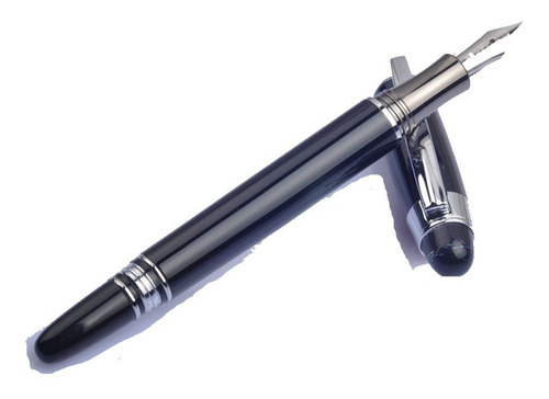 Imagen 2 de 6 de Pluma Fuente Marca Baoer Modelo 79 Negra Con Plateado