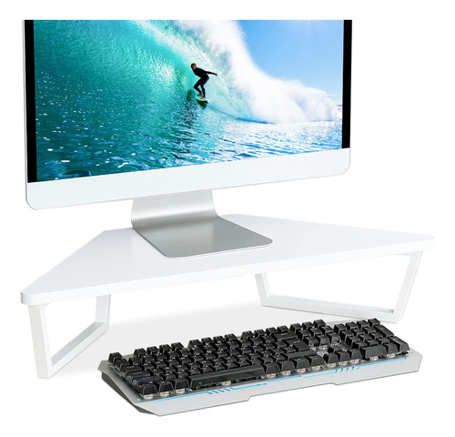 Teamix Elevador De Monitor Triangular Blanco De 26 Pulgadas,