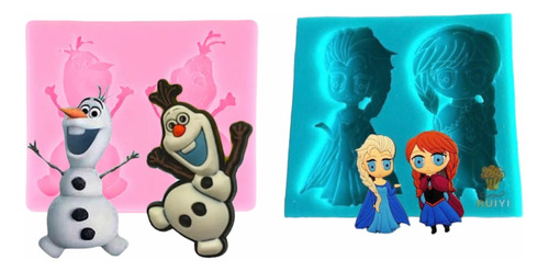 Molde De Silicón Muñeco De Nieve Princesas Frozen Navidad 2p