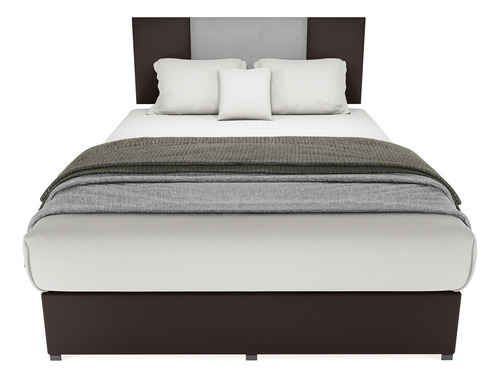 Cama Recamara - Base Box Cabecera Roma Chocolate Queen Size