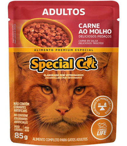 Kit Special Cat Sache Pra Gato Adulto Sabor Carne Caixa 20un