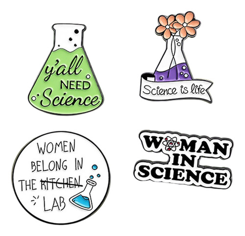 4 Broches De Esmalte Únicos, Alfileres De Ciencia Para