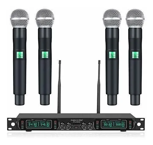 comprar Phenyx Pro Sistema De Microfone Sem Fio, Microfone UHF De 4 Canais,Microfone De Mão De Metal,PTU-5000