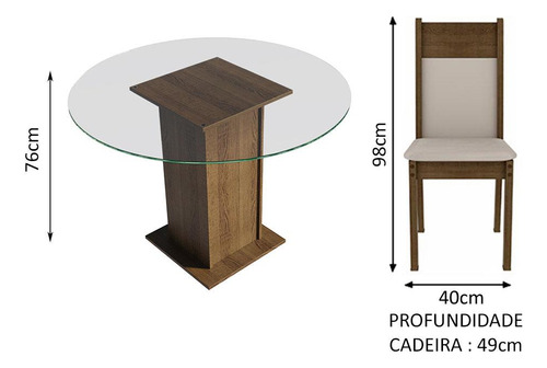 Juego De Comedor Con Mesa Redonda Y 4 Sillas Madesa Ana