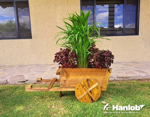 Imagen 5 de 9 de Maceta De Madera Tipo Jardinera De Carreta Color Roble