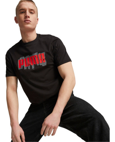 Playera Puma Hombre Graphics Wording Algodón Cuello Redondo