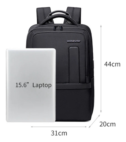 Mochila Casual Notebook Expansiva De Viagem Urbana Cor Preto