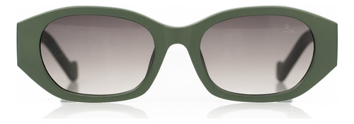 Óculos De Sol Feminino Verde Retro Grande Arredondado Cor Único Armação Verde-musgo Haste Único Lente Único Desenho Retangular Arredondado