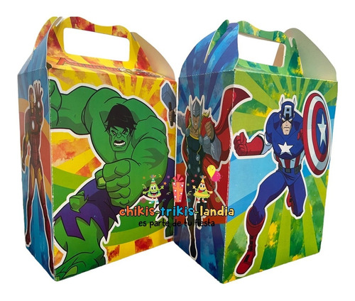 25 Cajitas Dulceros Fiesta Recuerdo Bolo Avengers Caricatura