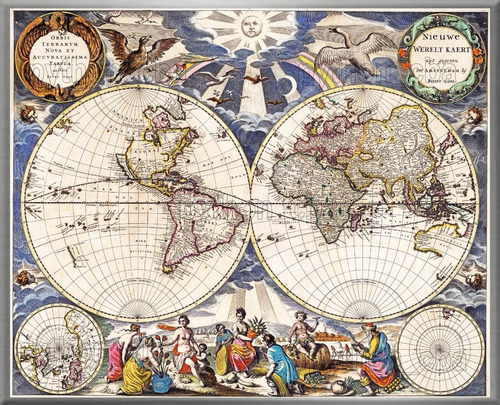 Cuadro Mapa Planisferio L'atlas De La Mer (año 1667) 
