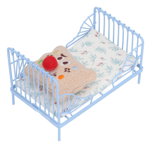 Cama Doll House Bed 1:12 Con Estructura Metálica En Miniatur