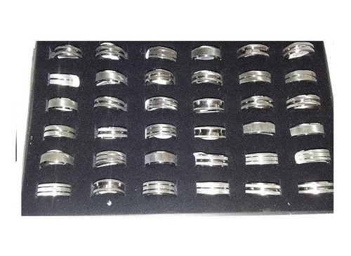 Caja 36 Anillos Unisex De Acero Quirurgico  N°17 Al 20/ Runn