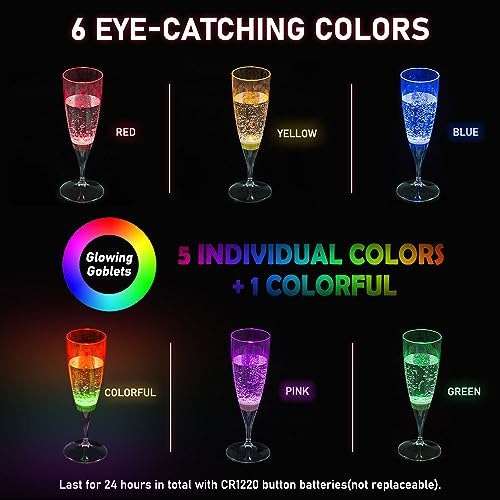 Copas De Flauta De Champán De Vino Led, Homeya (juego De 6 M