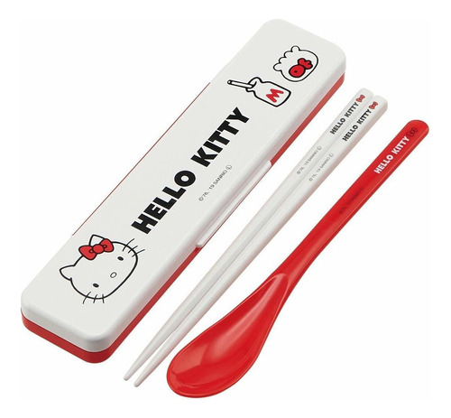 Skater Sanrio Hello Kitty Plastic Chopsticks And Spoon Se