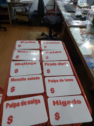 Carteles Precio Para Carniceria En Acrilico Y Pinchos En Ac (Usado)