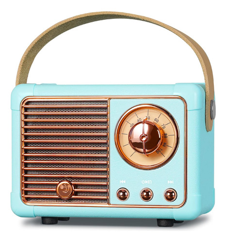 Prunus J-999 Altavoz Bluetooth Retro Portátil De 3 W, Azul