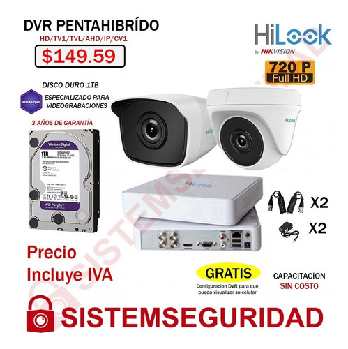 Imagen 1 de 10 de Kit 2 7 8 10 16 Camaras Seguridad Vigilancia Quito Hilook