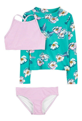 Traje De Baño 3 Piezas Set A Rayas Niña Kid Carters 6 Flaber