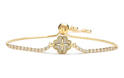 Pulsera De Trébol De La Suerte De Plata S925 Para Mujer,oro.