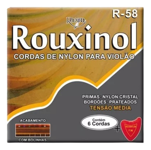 Encordoamento Para Violão Nylon Bolinha Rouxinol 028/043 R58