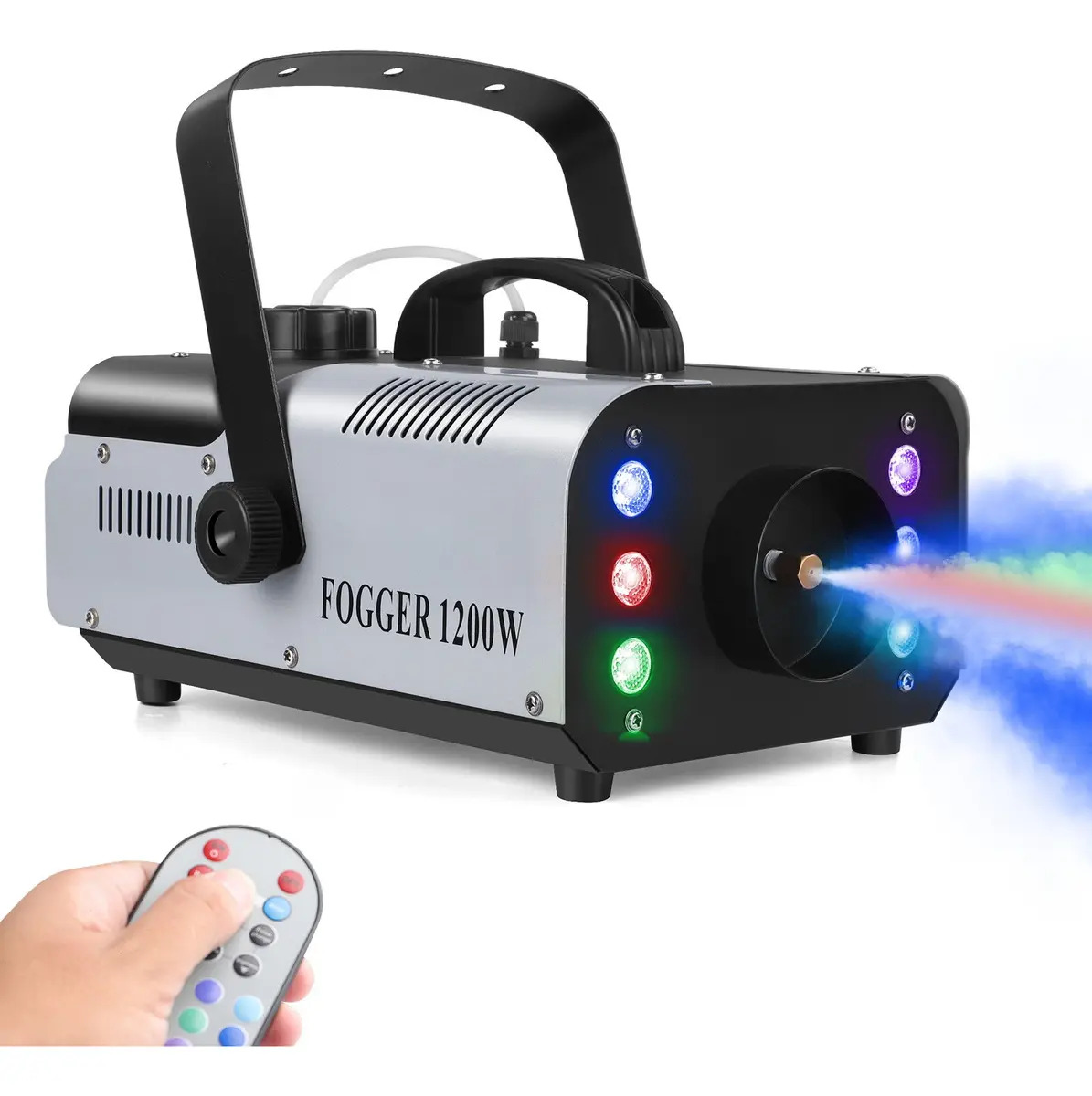 Máquina de Humo DJ Jajaluya de 1200W con 6 Luces LED y Control Remoto Inalámbrico