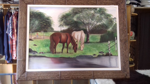 Quadro Pintura A Óleo Em Tela 0,92a X1,23l/2 Cavalo /008352 