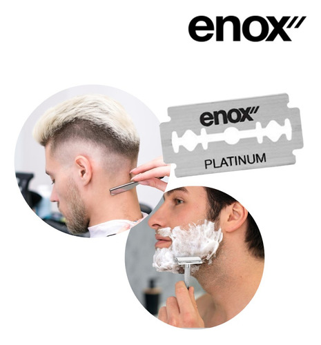 Lâminas De Barbear Aço Inox Enox Platinum Duplo Fio C/ 4un