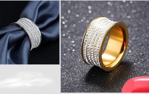 Imagen 9 de 10 de Anillo Pavé Acero Dorado - 693