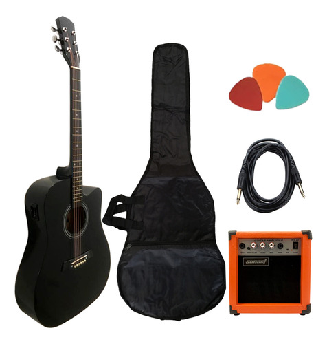 Guitarra Electroacustica Amplificador Portatil Cable Funda
