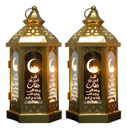 Farol De Hierro Dorado Para El Eid, 2 Unidades, Luces Colgan