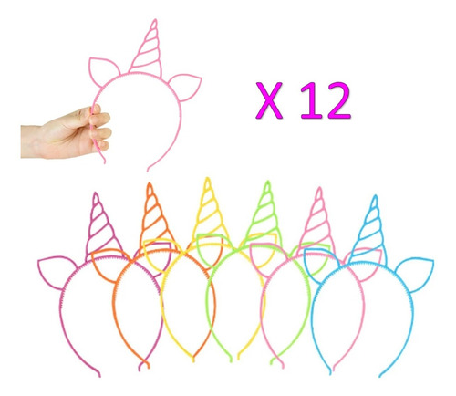 Diademas Para Niñas Unicornio X 12 Sorpresa Cumpleaños