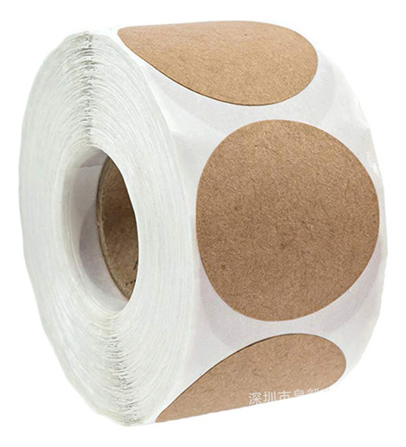 2 Roll Of 500pcs Round Kraft Stickers In