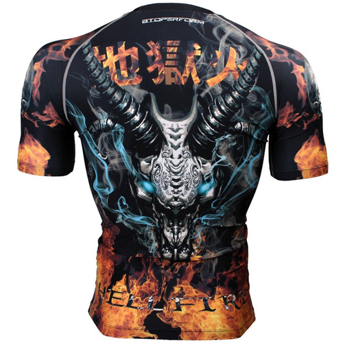 Imagen 3 de 5 de Remera Compresión Btoperform Hell Fire Jiu Jitsu Kite