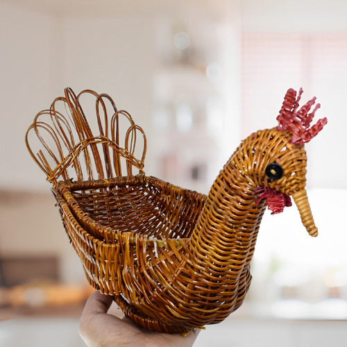 Cesta De Galinha Porta Ovos Organizadora Rattan 30cm