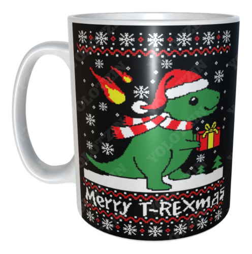 Taza Navideña Con Cajita De Regalo T Rex M74